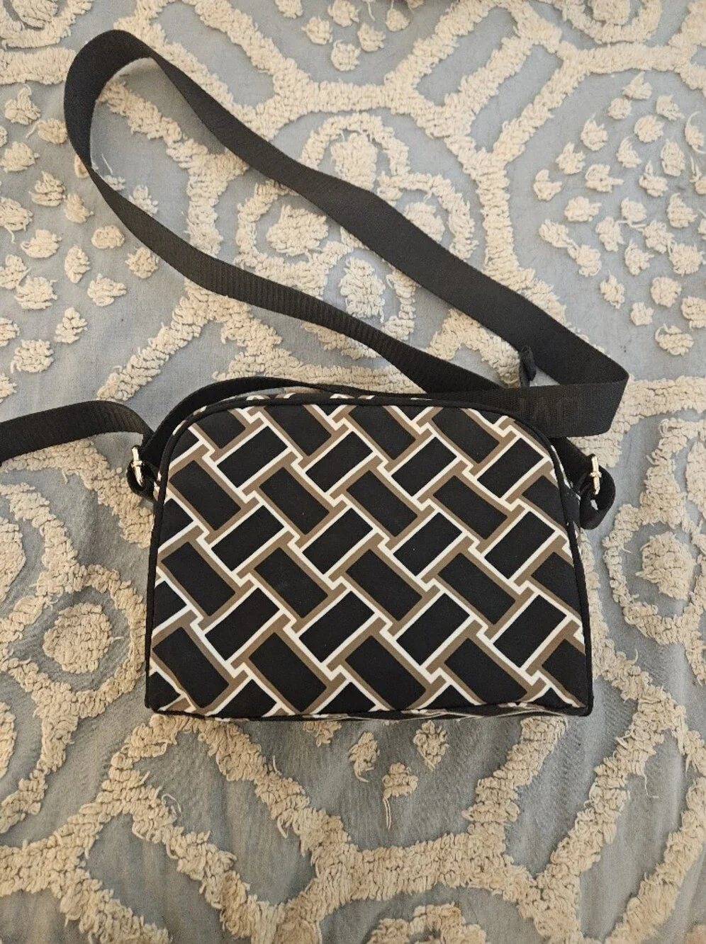 DVF For Target Black and Tan Geometric Crossbody Bag